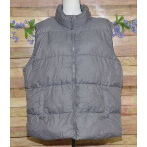 Heat Keep Ladies Gray Sleeveless Quilted Puffer Jacket Size XXL Pocket Insulated